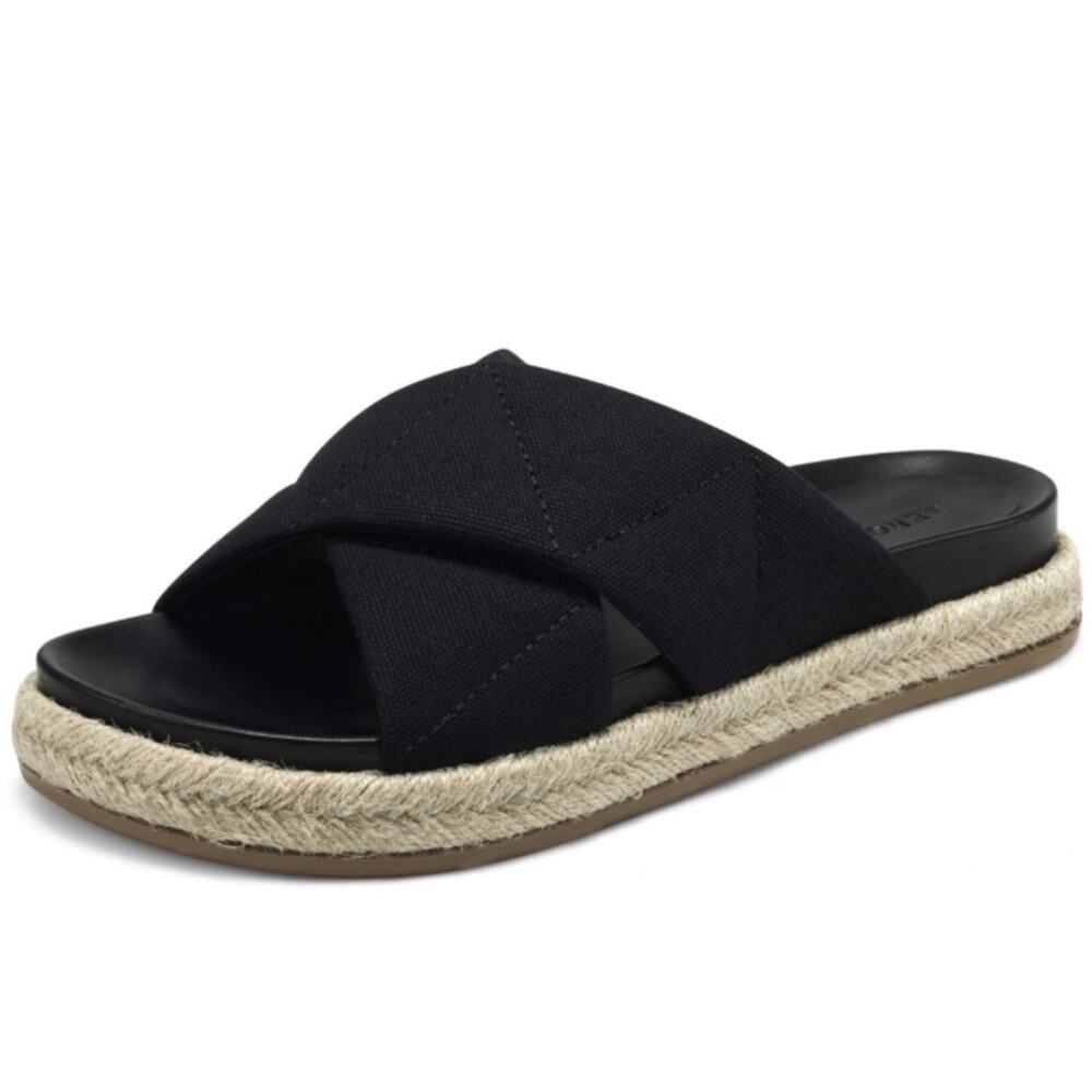 Aerosoles Womens Linney Slide Sandals Size 8.5 M Black Canvas NWOB
